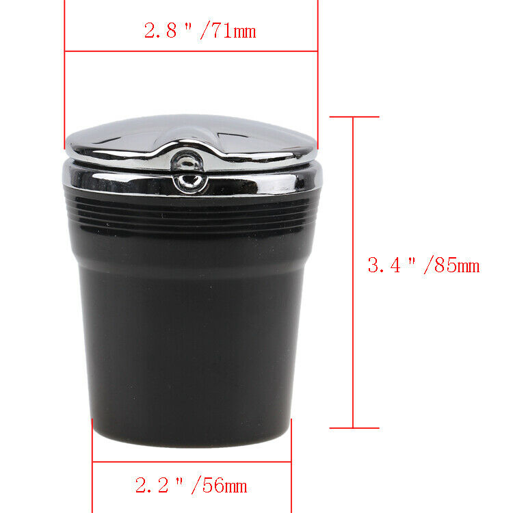 Portable Stainless Car Cigarette Ashtray Ash W/ Blue LED Light  Cup Holder Black