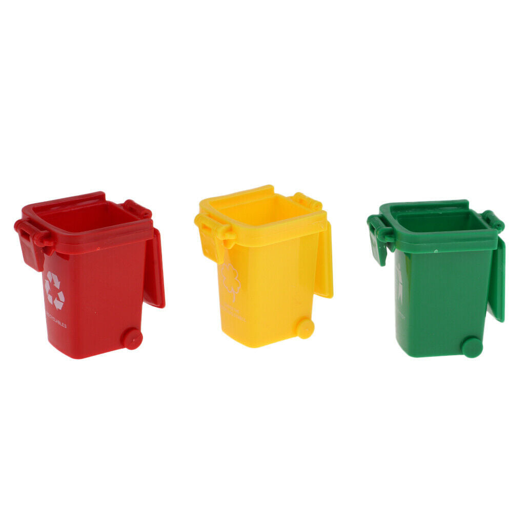 3x Kids Toys Push Vehicles Garbage Cans Mini Truck Trash Cans