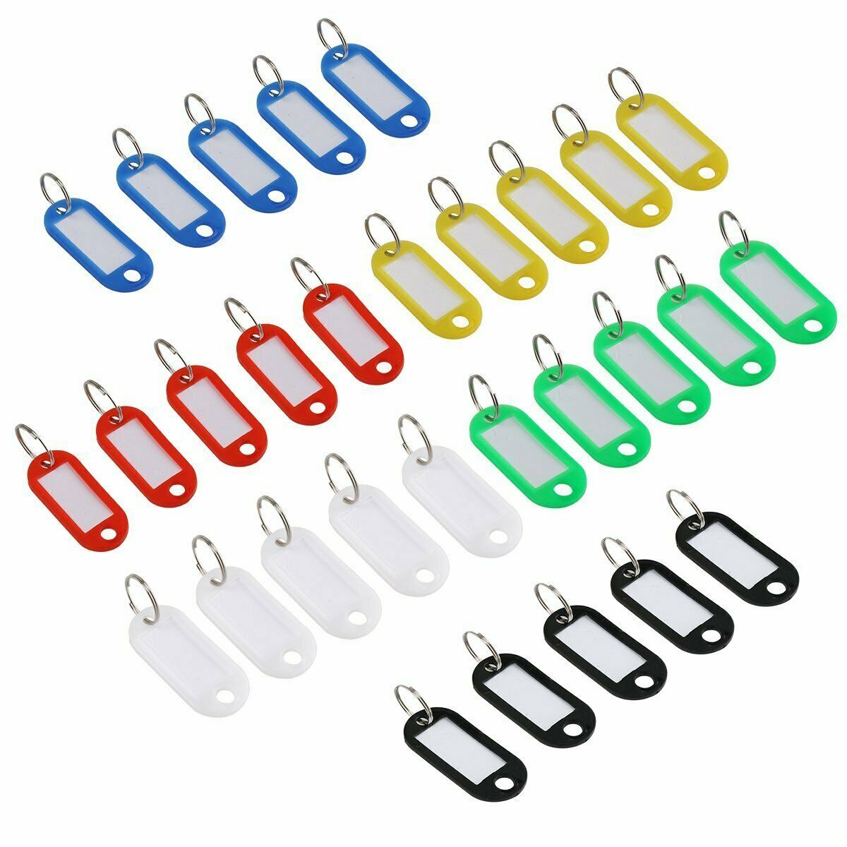 30pcs Keychain Colorful ID Label With Split Ring Random Color Pendant