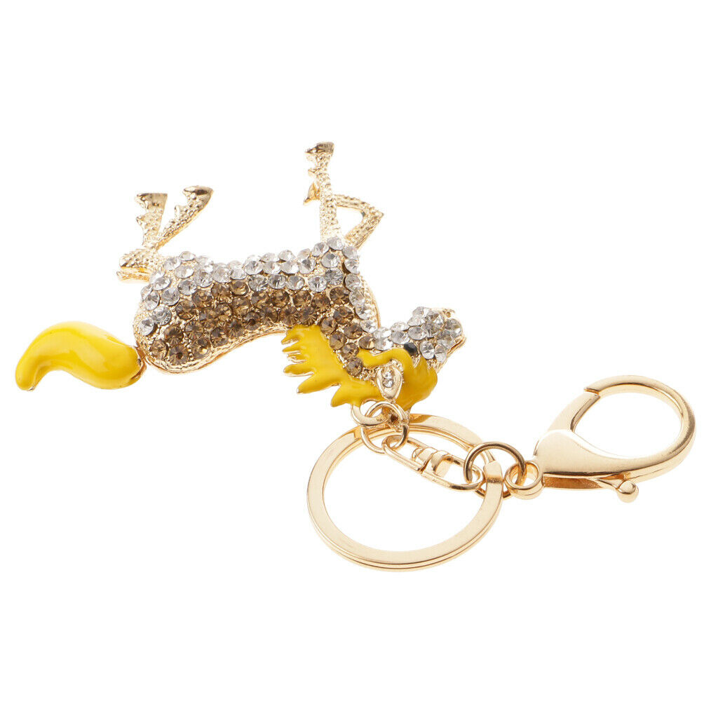 Horse Pendant Crystal Keychain Keyring Bag Purse Charm Keyfob Gifts Yellow