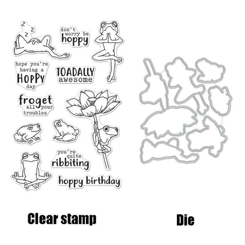 Frog Seal Stamp with Cutting Dies Stencil DIY Scrapbooking Embossing Photo Album