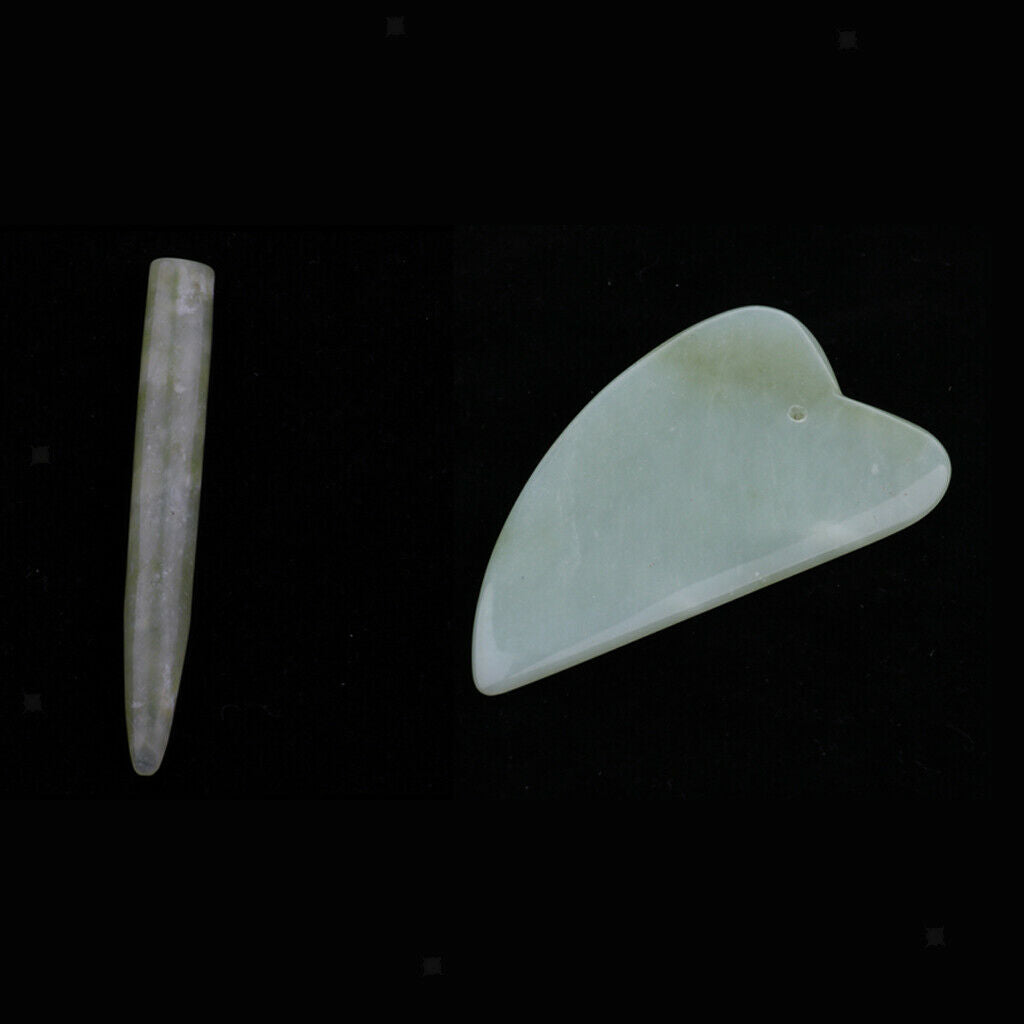 2PCS Natural Hsiuyen Jade GuaSha Scraping Massage Tools for SPA Acupuncture