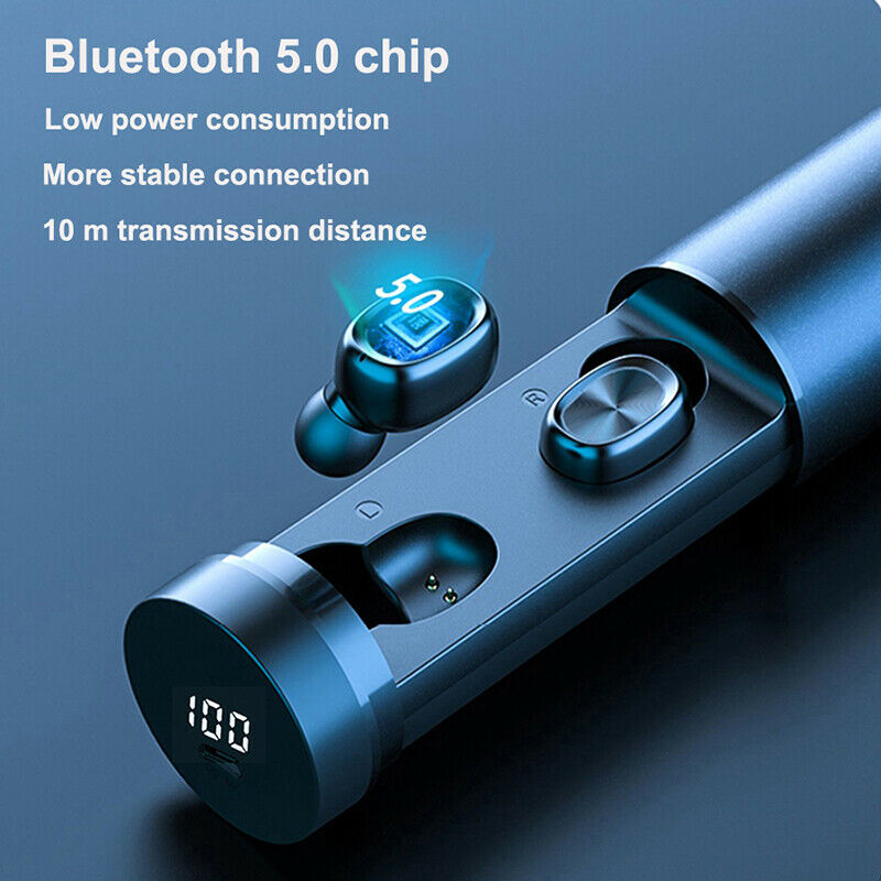 Bluetooth 5.0 Headset Wireless Earbuds Stereo Headphones Smart Touch Control