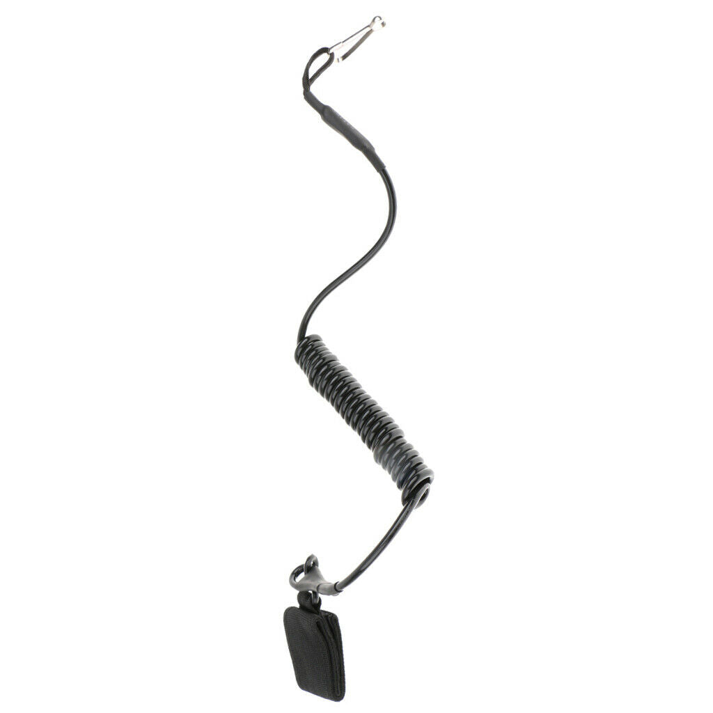 Black Multifunction Lanyard Coil w/ Clip Hook Snaps Quick Release 50cm