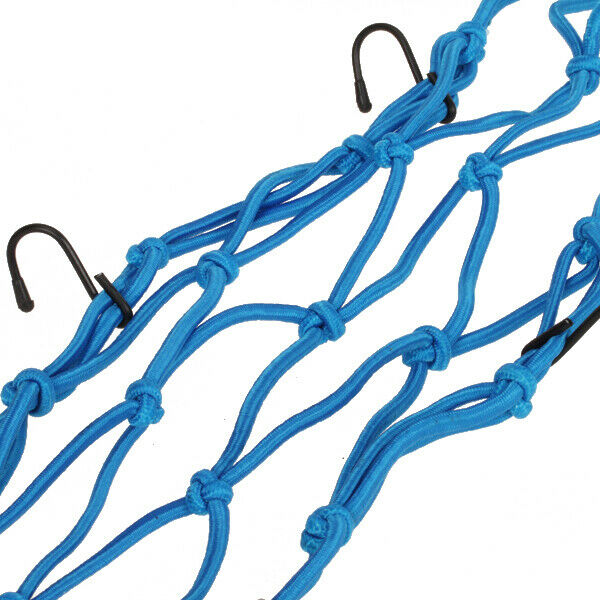Blue Bungee Motorcycle Helmet Cargo Net 6 Hooks Luggage Package Cargo Net Load