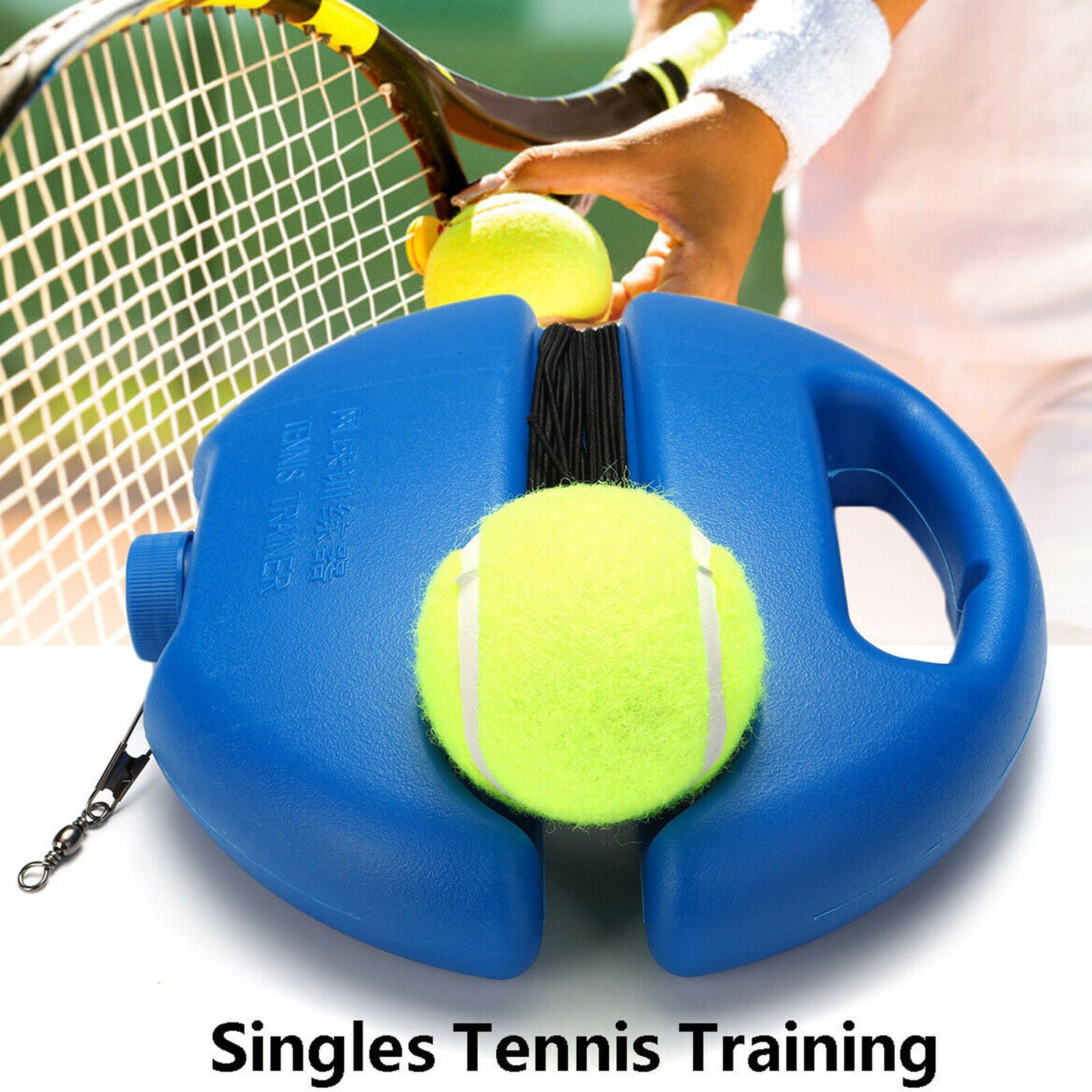 Single Tennis Trainer Training Practice Rebound Balls Back Base Tool + 3 Ball D1