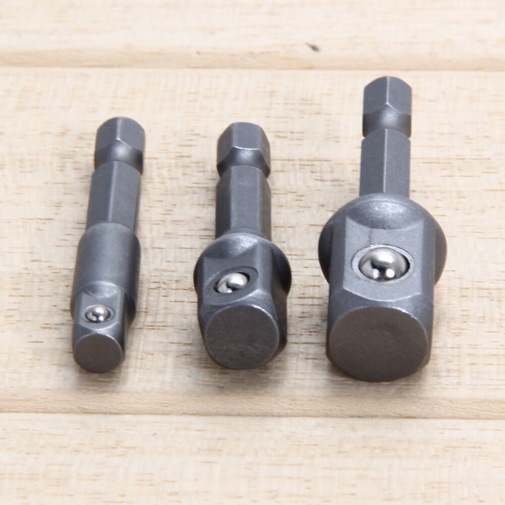 New 3Ã— Socket Adapter Bit Set Hexagonal Shank 1/4" 3/8" 1/2" Impact Driver Tool