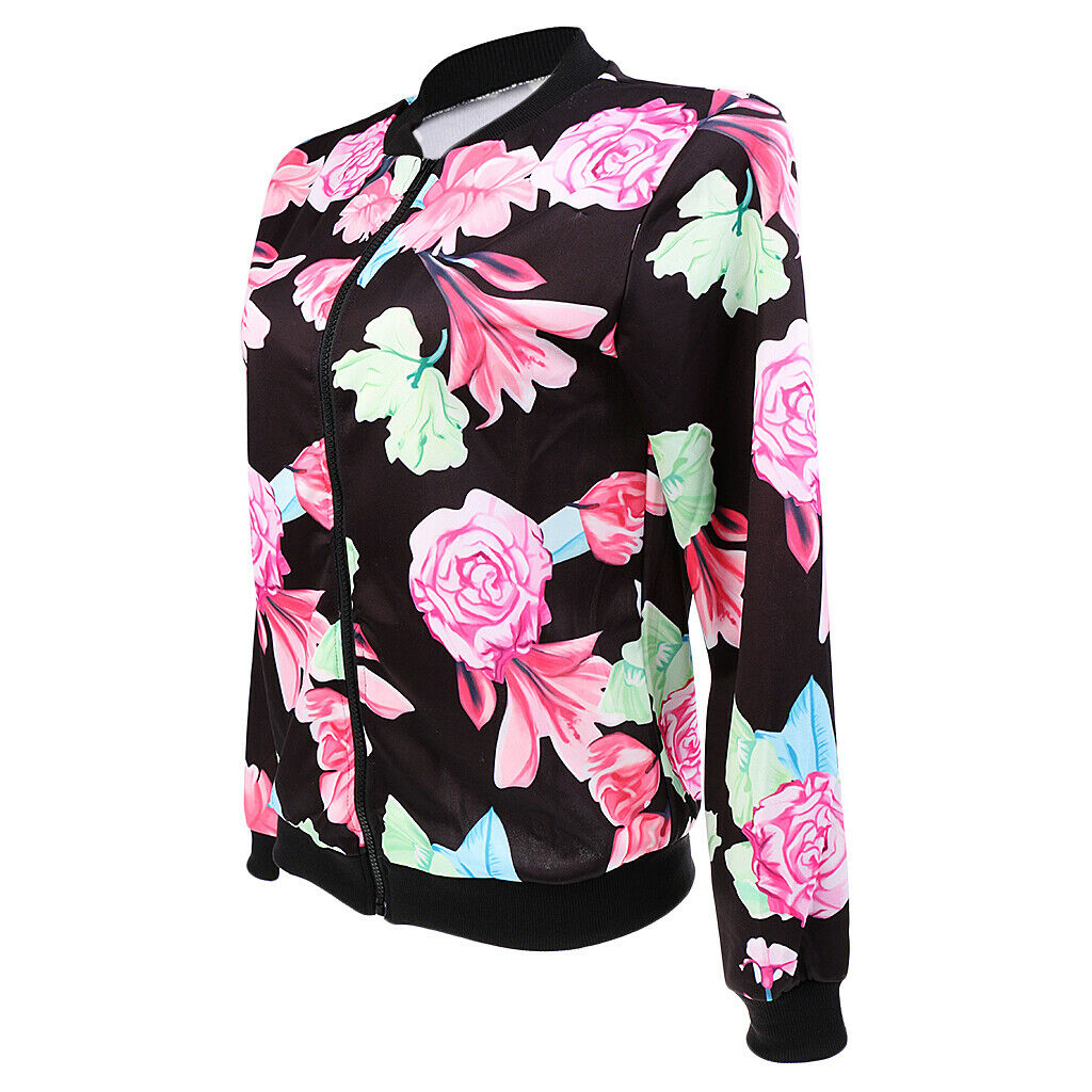 Womens Ladies Celebrity Camo Flower FLoral Printed Jacket Outwear Coat M