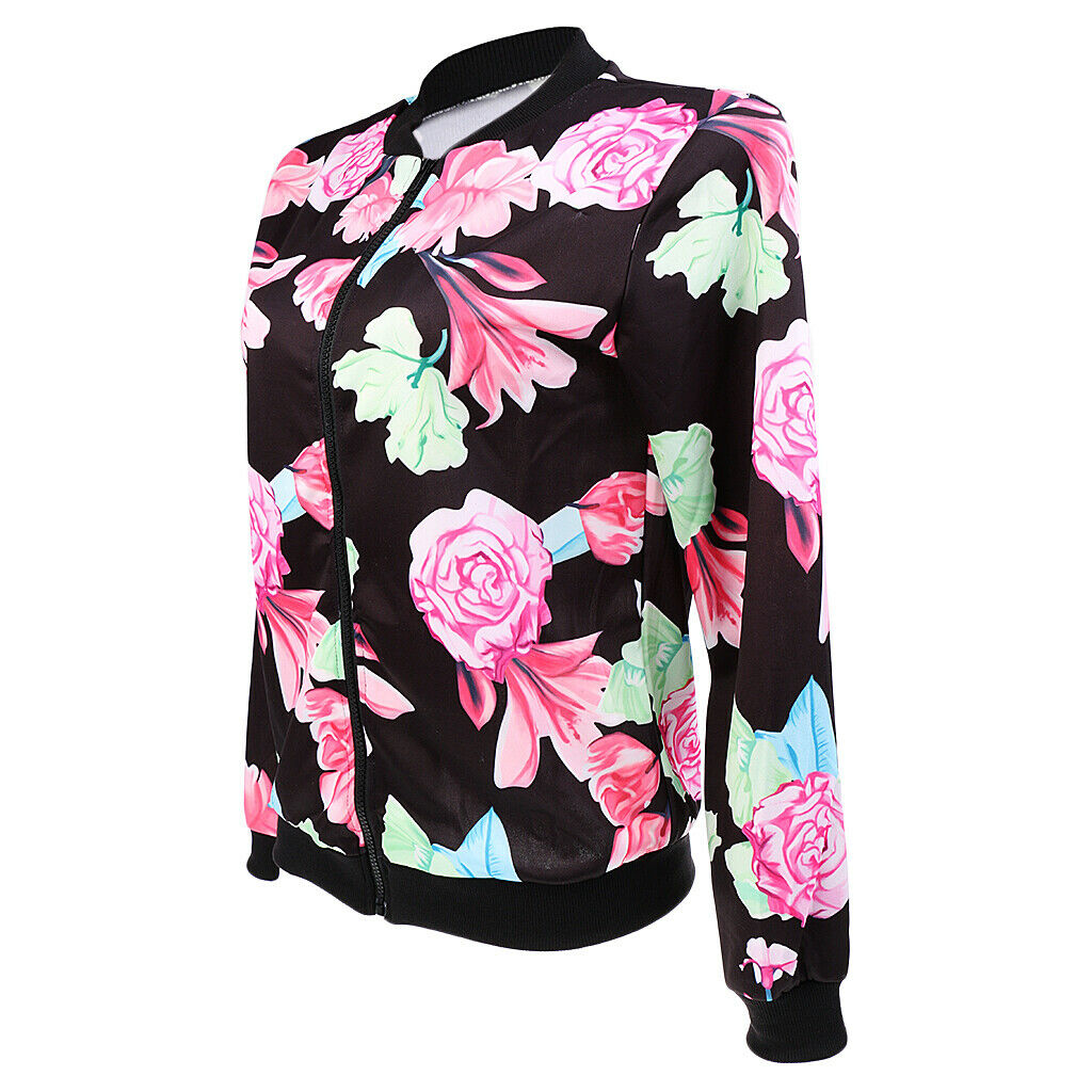 Womens Ladies Celebrity Camo Flower FLoral Printed Jacket Outwear Coat M