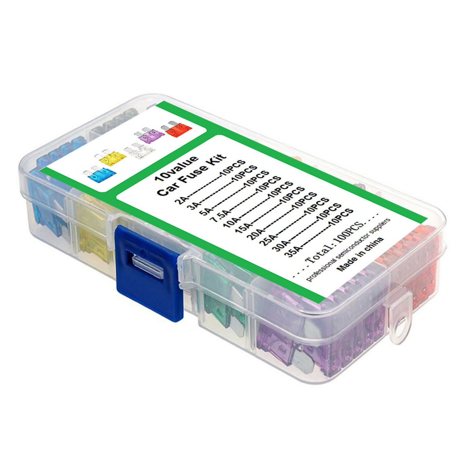 Standard  Fuse Assortment Kit Auto Car Fuses Assorted Set 100Pcs