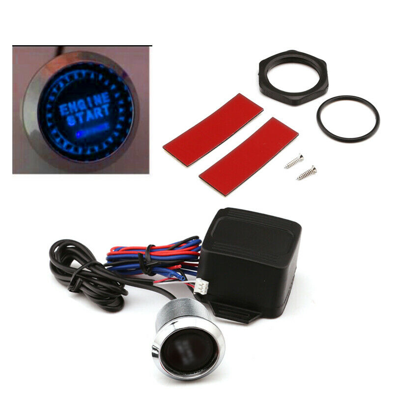 12V Car Engine Starter Keyless Entry Push Button Lgnition Switch Blue LED Light