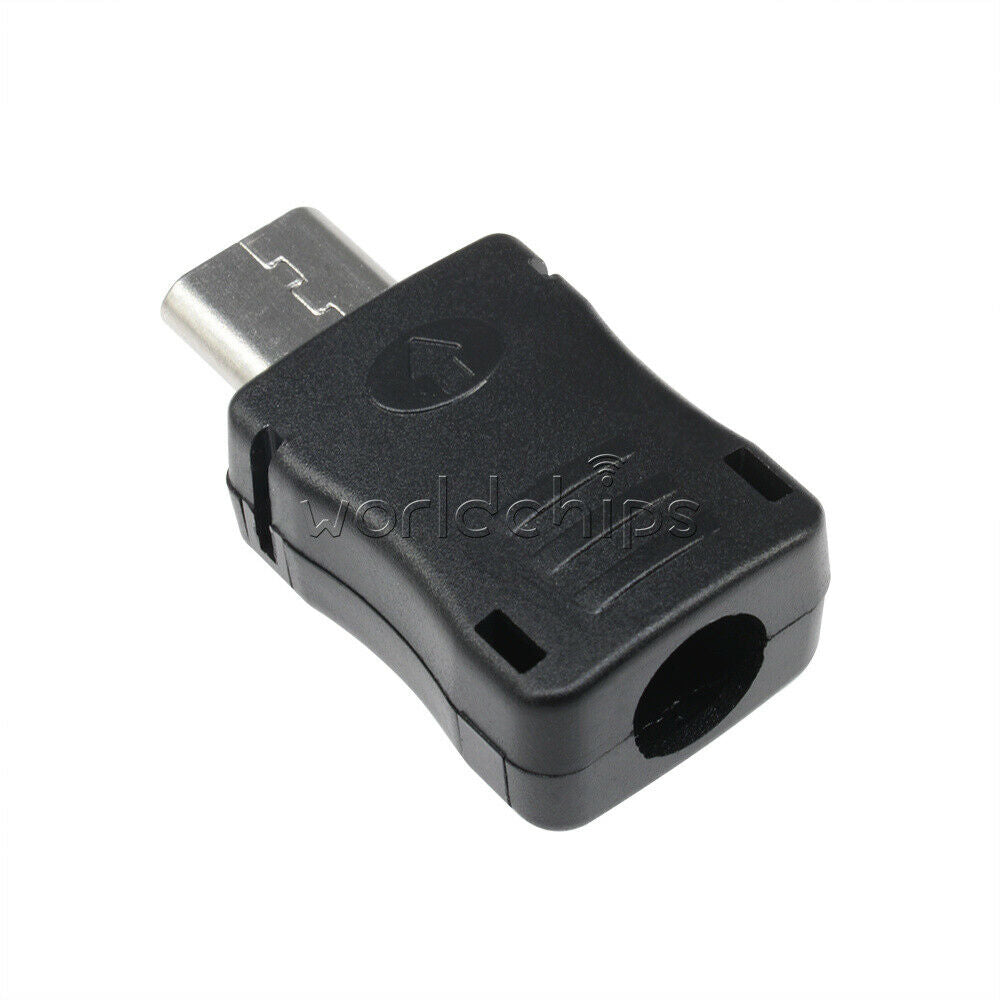 20pcs Micro USB 5 Pin T Port Male Plug Socket Connector&Plastic Cover DIY