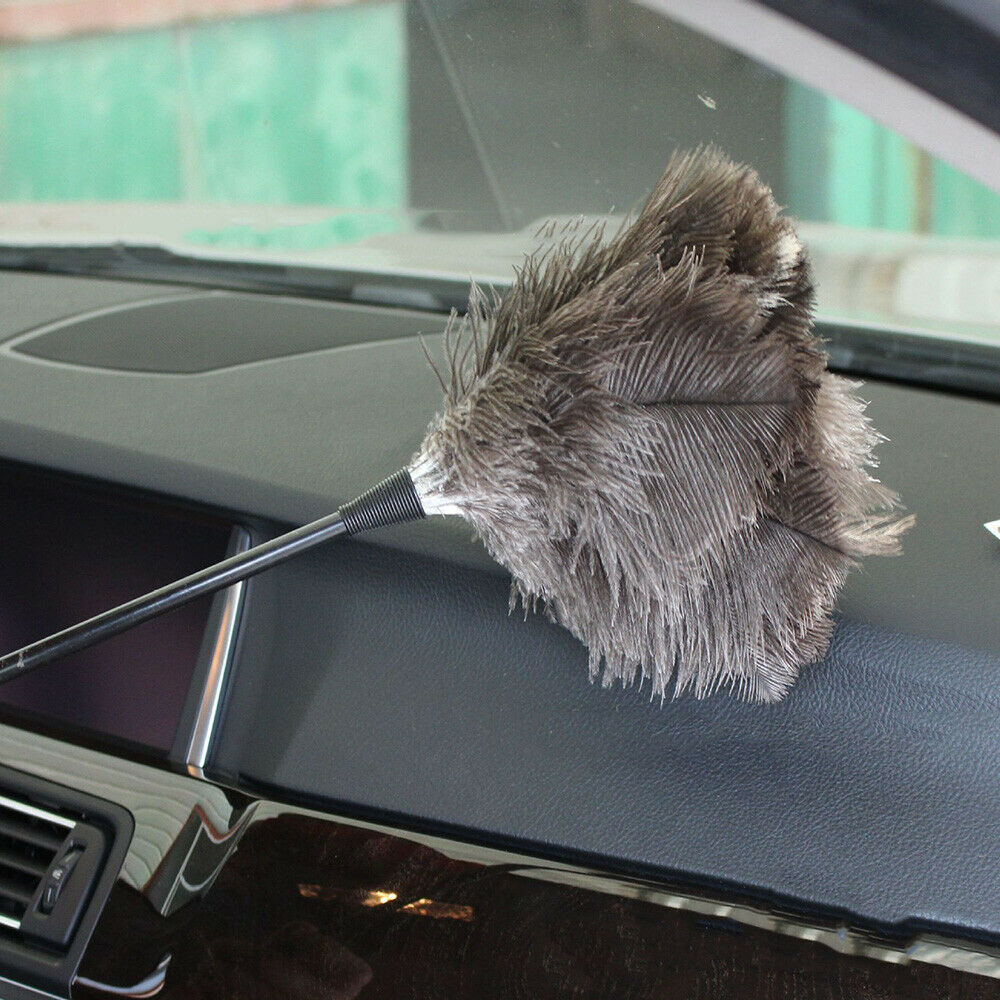 34cm Ostrich Feather Duster Anti-static Brush Cleaning Tool Wooden Handle Home