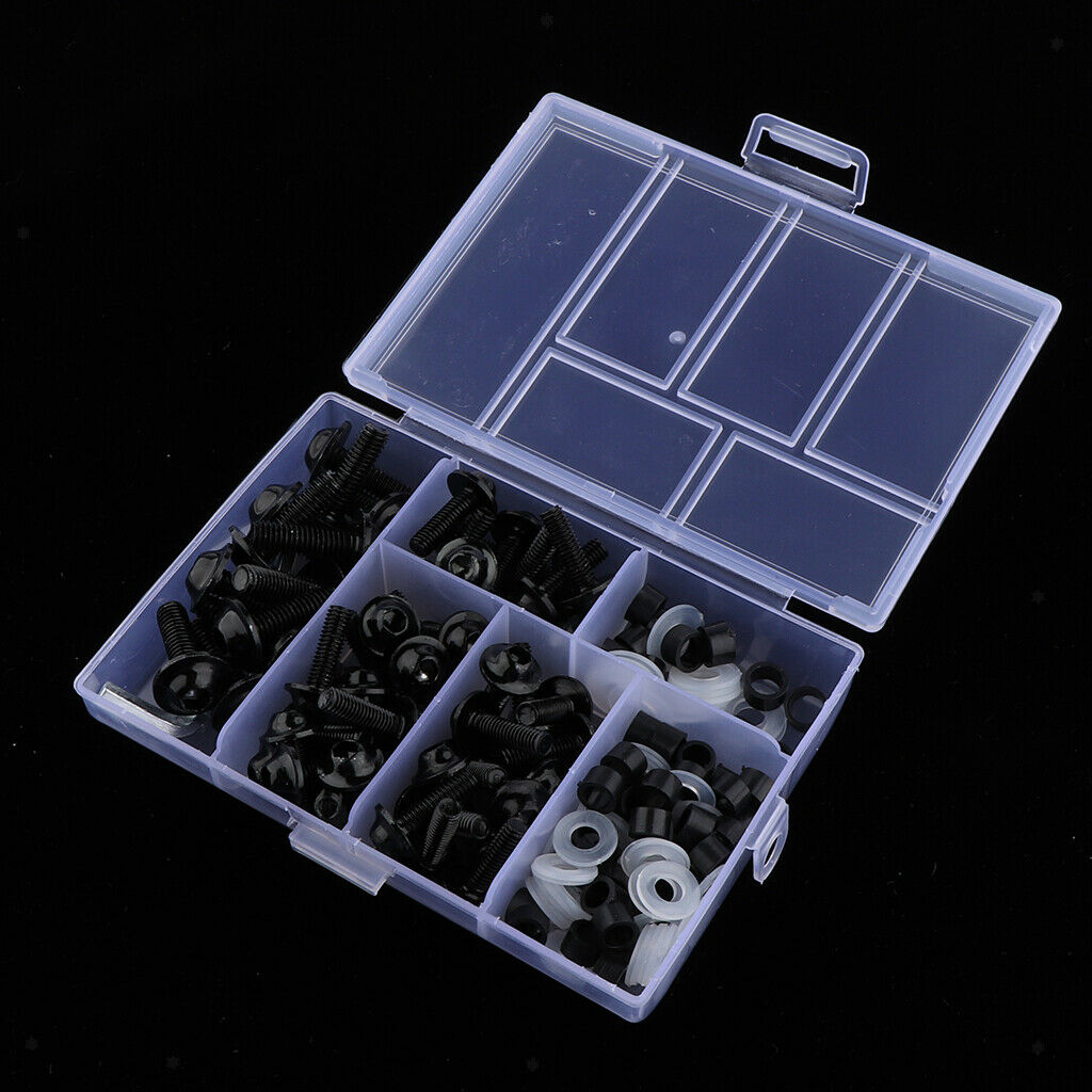 158Pcs Motorcycle Metal Complete Fairing Bolt Kit Bodywork Screws Nuts - Black