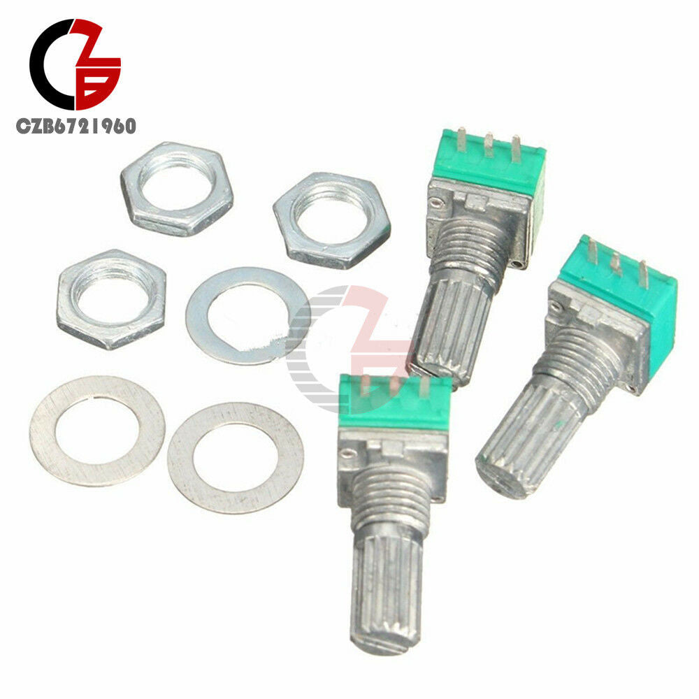 3PCS 6mm Knurled Shaft Single Linear B Type 10K ohm 3 Pin Rotary Potentiometer