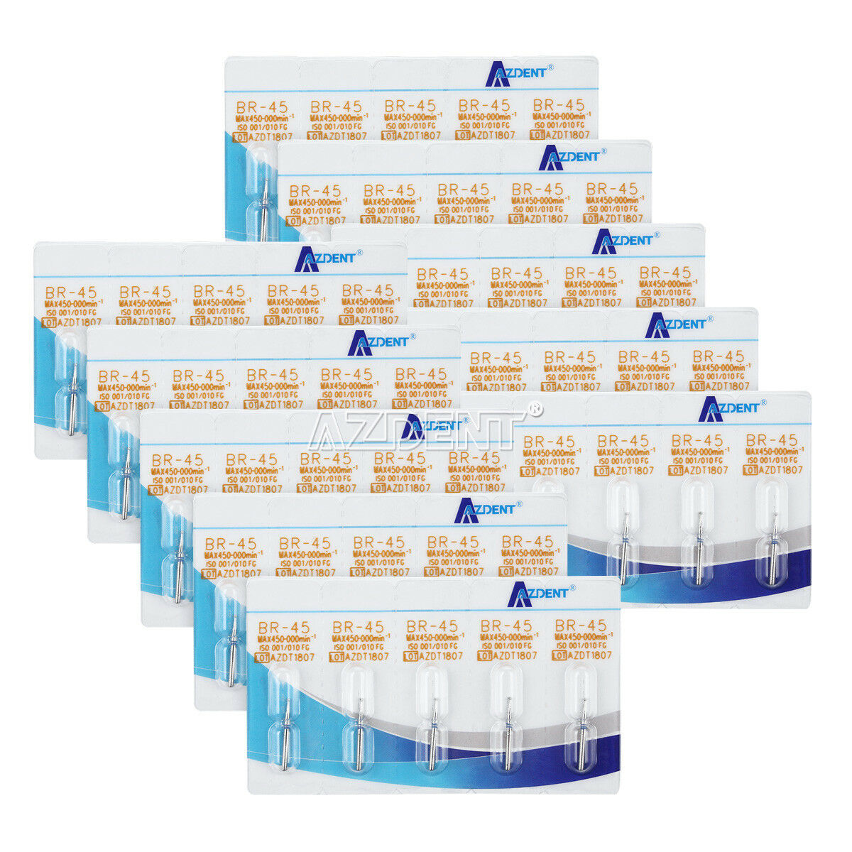 50 Pack AZDENT Dental Diamond Burs Drill 150 types for High Speed Handpiece