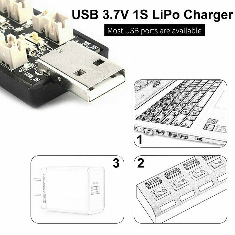 1S LiPo Battery USB Charger 6 Channel 3.7V/4.20V for Tiny Whoop Blade Inductrix