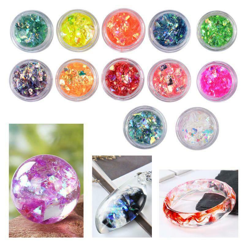 12 box/set Manicure Shell Cellophane Colorful Candy Aurora Papers Hard Epoxy