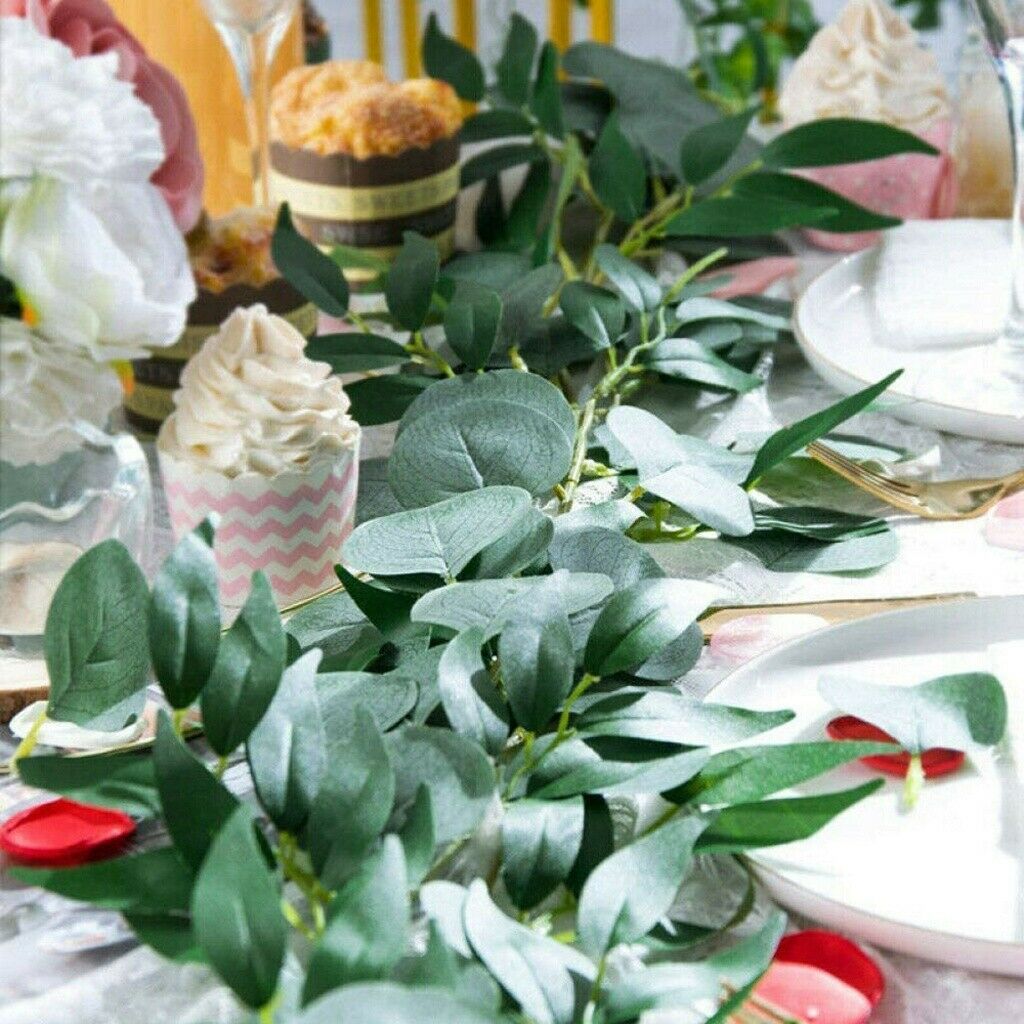 2M 6.5FT Silk Artificial Eucalyptus Leaf Garland Greenery Vine Wedding Decor