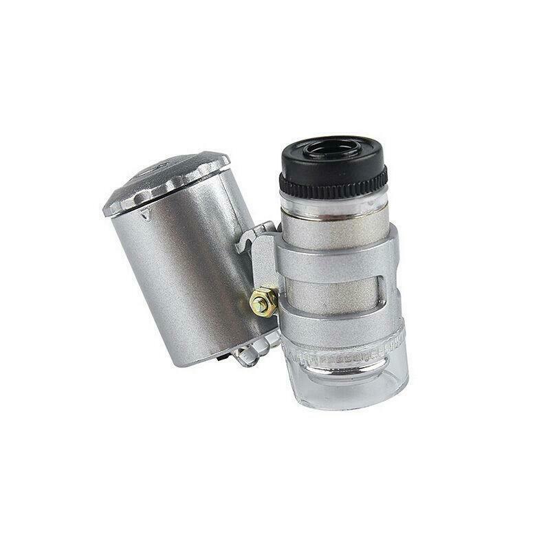 LED Light Mini 60X Magnifier Microscope UV Jeweler Loupe currency Detector HOT