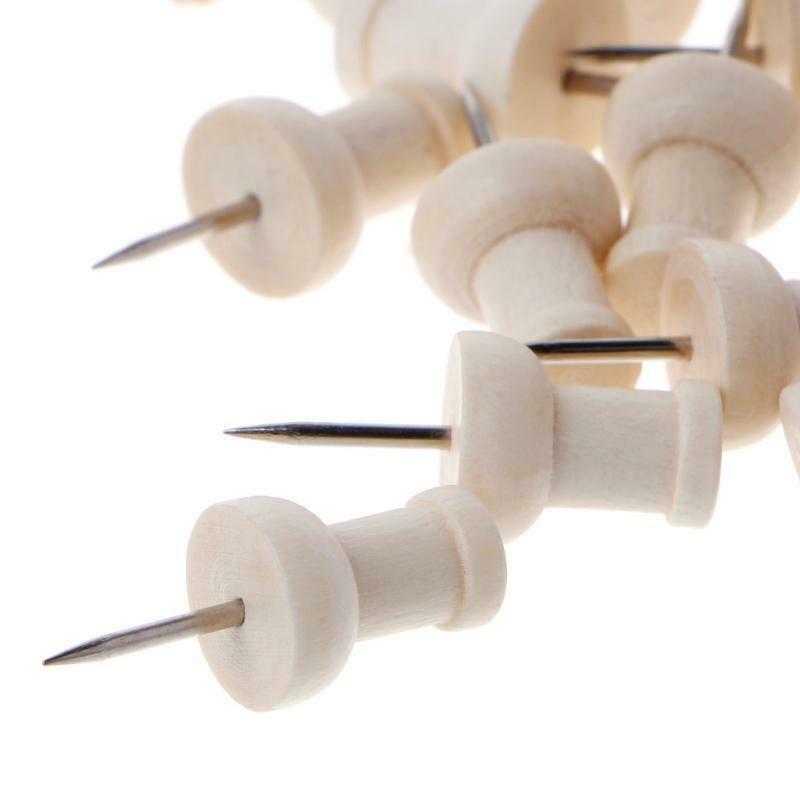 40 Pcs Wooden Thumbtack Creative Decorative Drawing Push Pins Wood Head Office