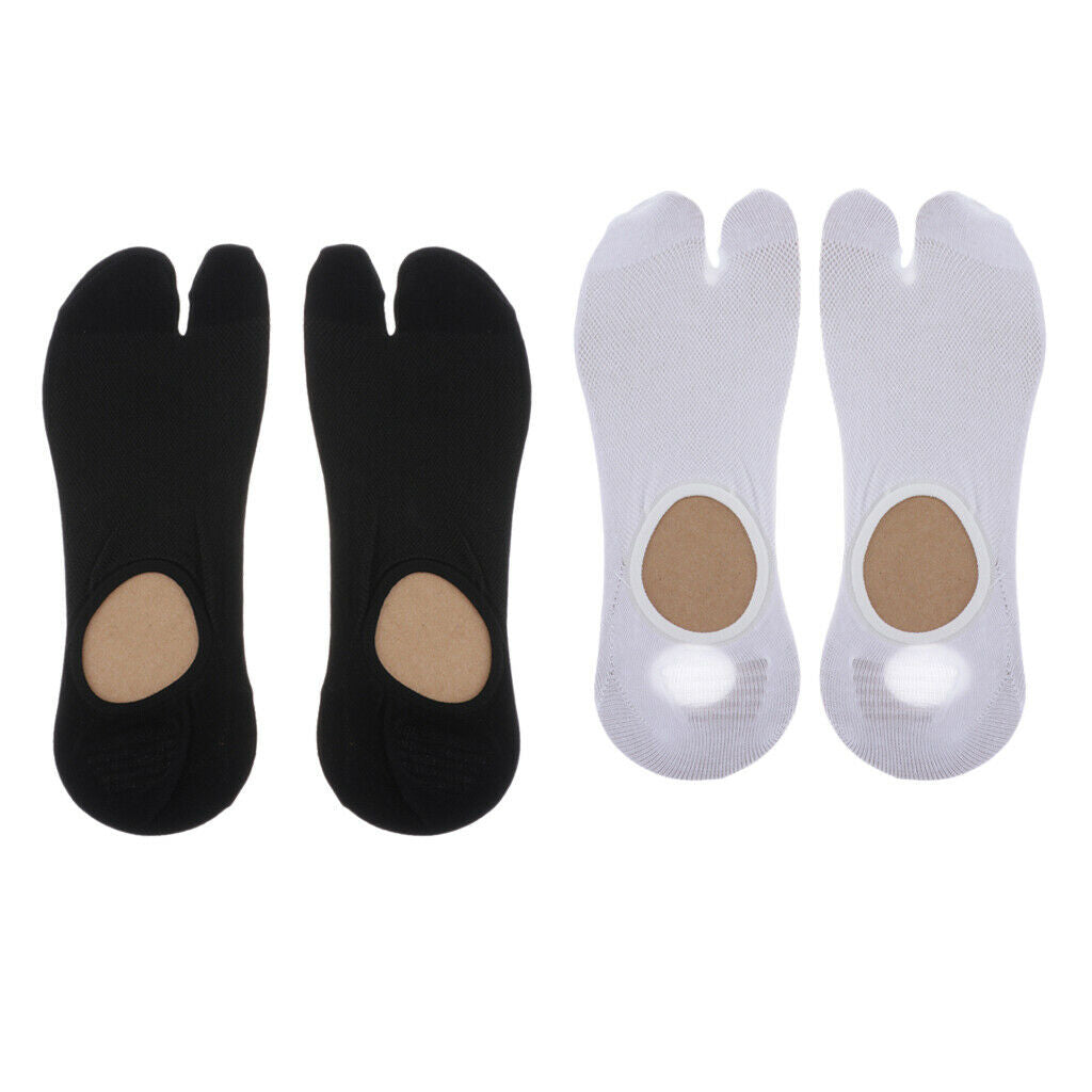 2 Pairs Stretchy Cotton Ankle 2 Toe Socks Japanese Tabi Socks White Black