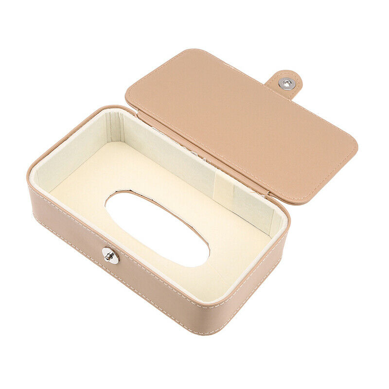 Universal Fit Leather Car Tissue Box Cover Napkin Paper Holder Towel Dispenser
