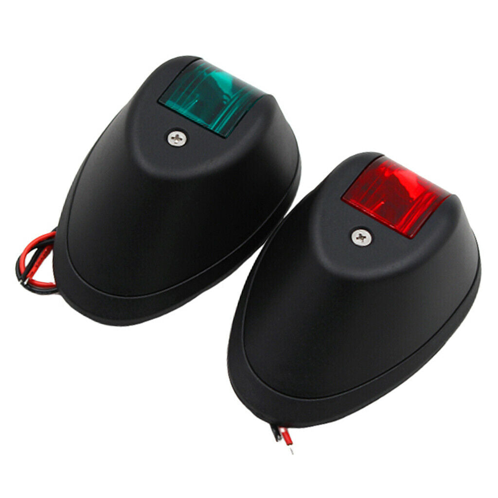 Lots 2 Nylon Black Housing Red&Green Sidelight 12V / 24V Navigation Light