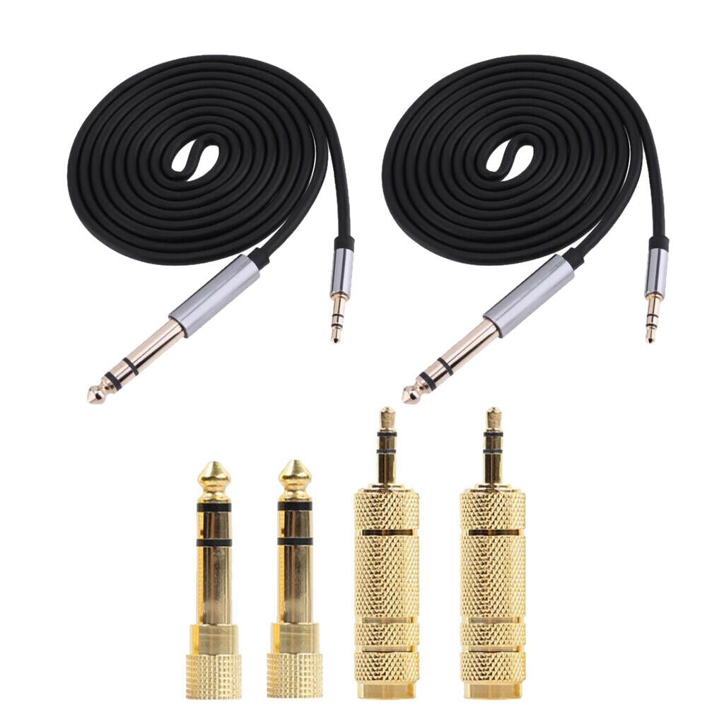 2 pieces 6.35 mm, 1/4 inch, plug to 3.5 mm, 1/8 inch, jack plug, stereo