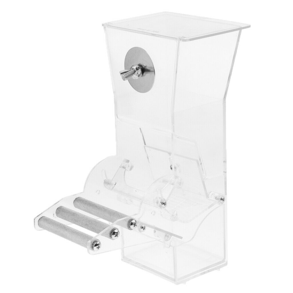 Acrylic Bird Feeder Automatic   & Food Feeder Cage Parrot Cockatiel
