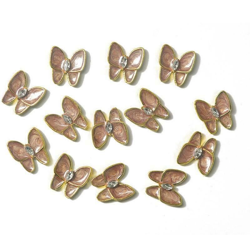 12Pcs Butterfly Design Nail Art Charms Glass Alloy Nails Decals Decoration