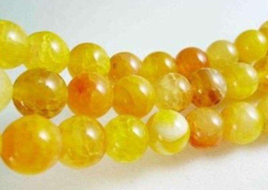 10mm Yellow Dragon Veins Agate Round Gemstones Loose Beads 15"