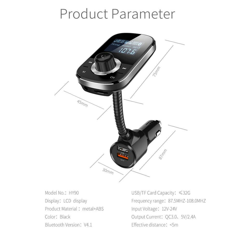 Universal Car  4.2 MP3 Player FM Transmitter QC3.0 USB Charger