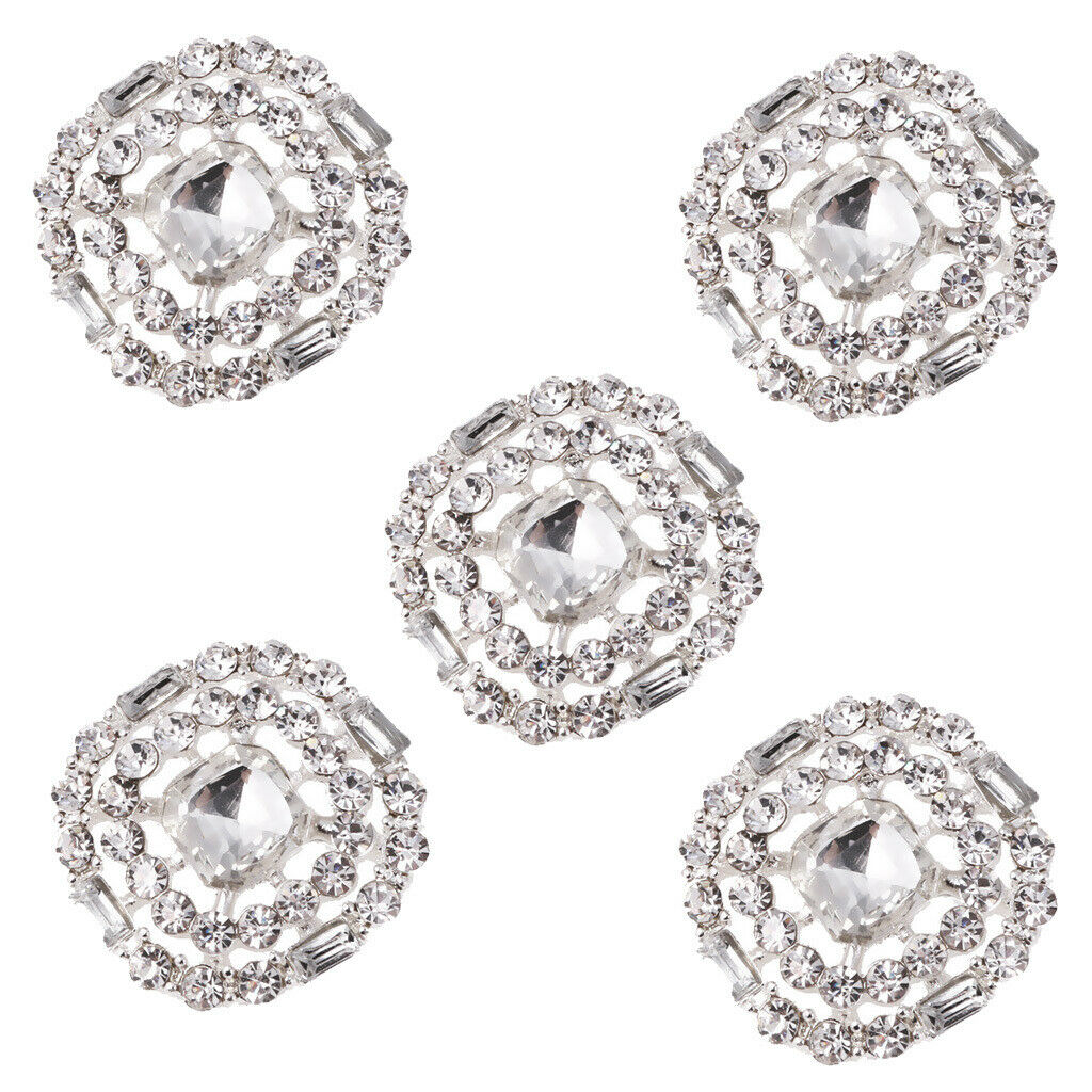5x/Pack Rhinestone Round Shank Buttons Sewing Buttons Wedding Decor 23mm