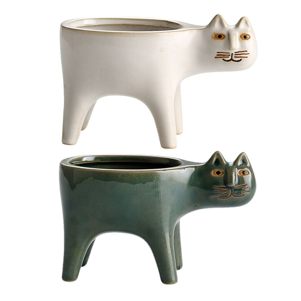 2x Creative Glaze Ceramic Flower Pot Micro Landscape Succulent Plant Pots Flower
