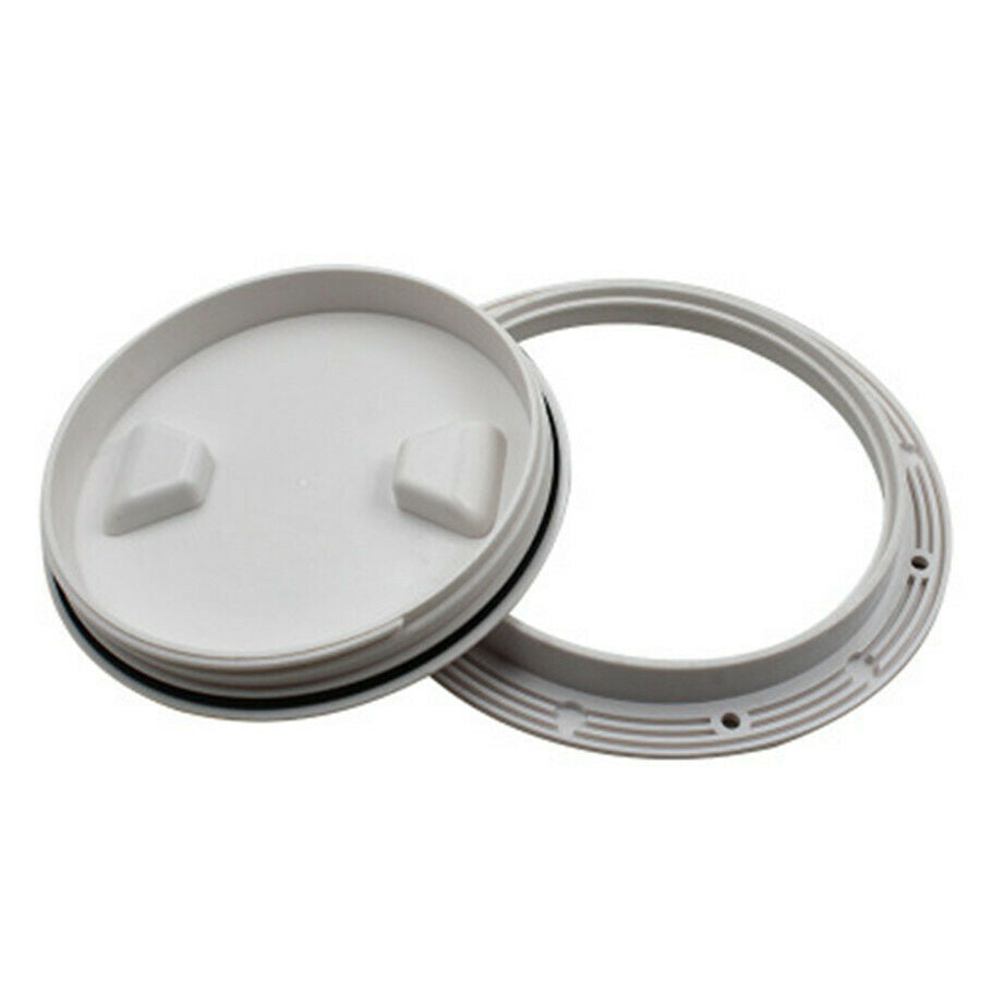 6"White Inspection Plate Boat Yacht Deck Screw Out Hatch Access Cover RV Caravan