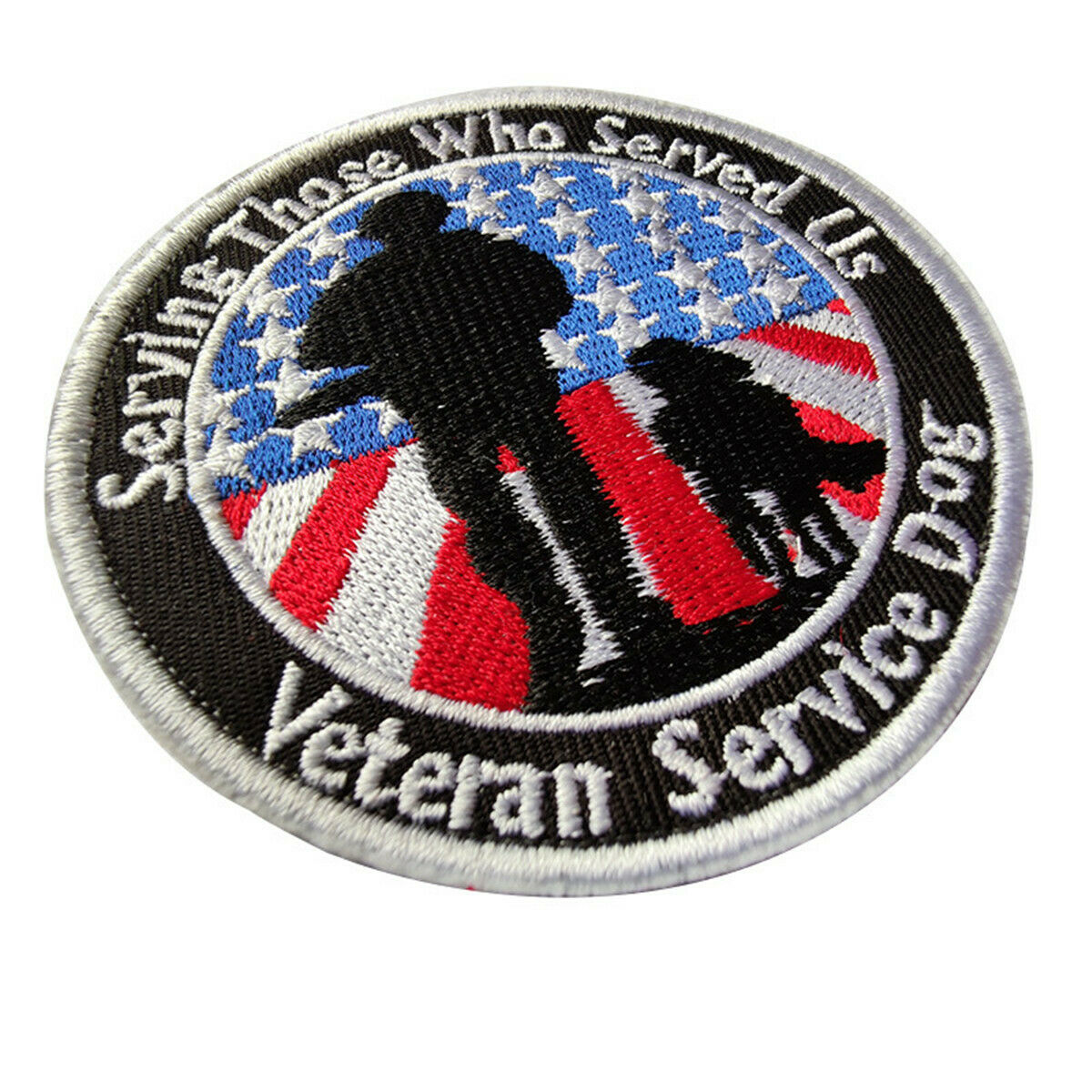 Veteran Service Dog Serving those who served US Embroidered Fastener Patch Badge