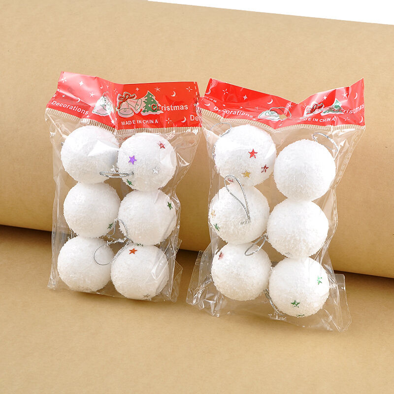 6X White Snowballs Ornaments Christmas Tree Hanging Holiday Party Home De.l8