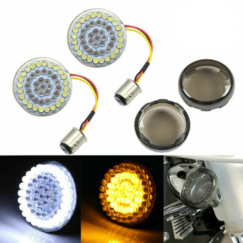 Motorcycle Front LED Turn Signal Indicator Lights Smoke Lens Covers Universal