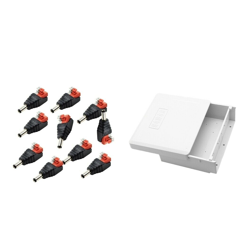 10PCS 12V Male DC Power Copper Plug Adapter Connector for LED Strip Light +