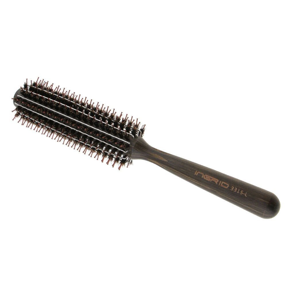Wooden Handle Hair Brush Round Straightener Detangler Styling Care Brush L