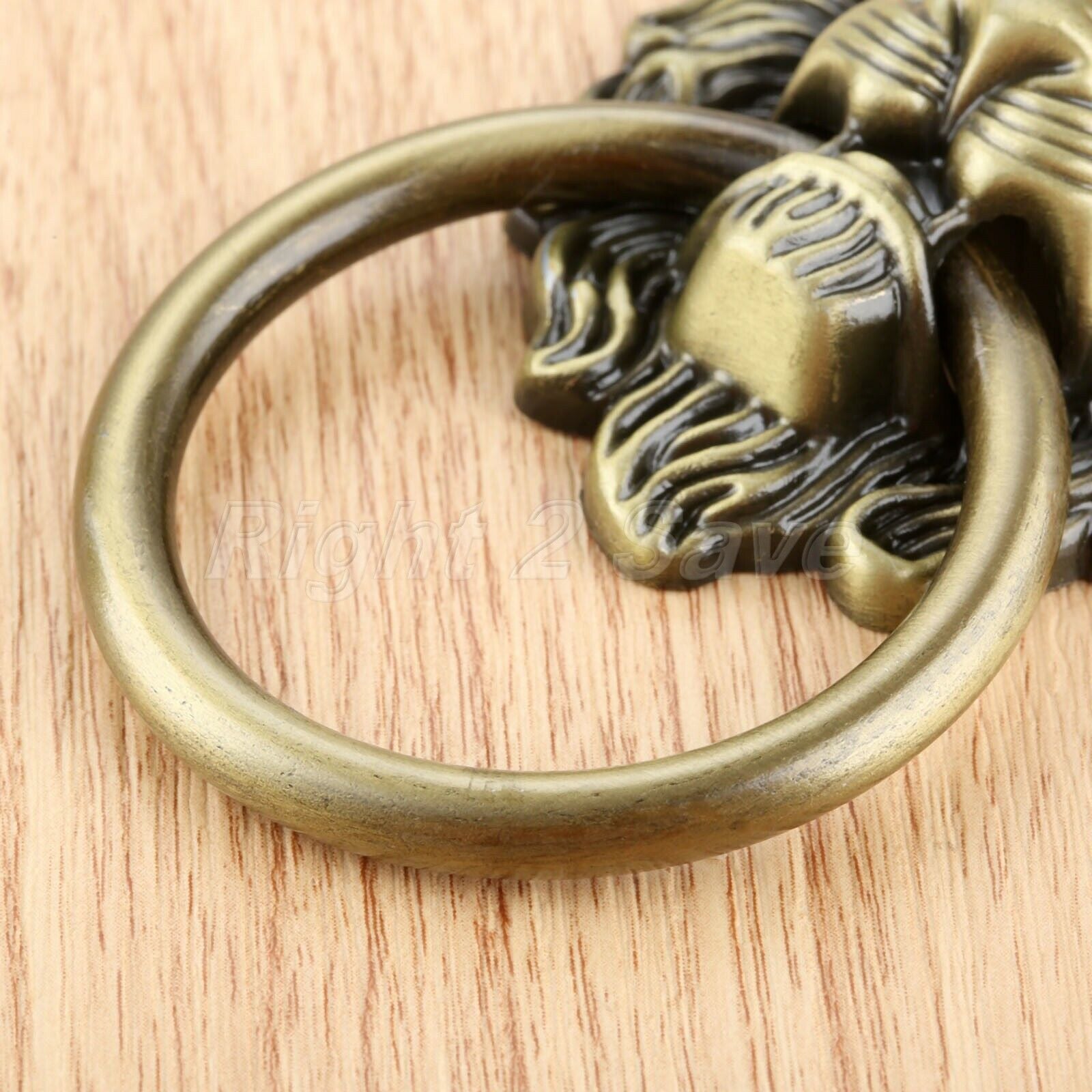 Metal Lion Head Furniture Cabinet Knobs Ring Dresser Drawer Door Pull Handle