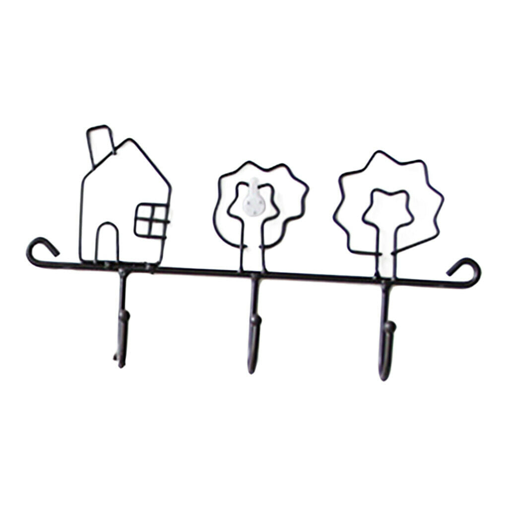 Crochet Wall Hook Door Garment Handbag Hat Self Adhesive Iron - House and Tree
