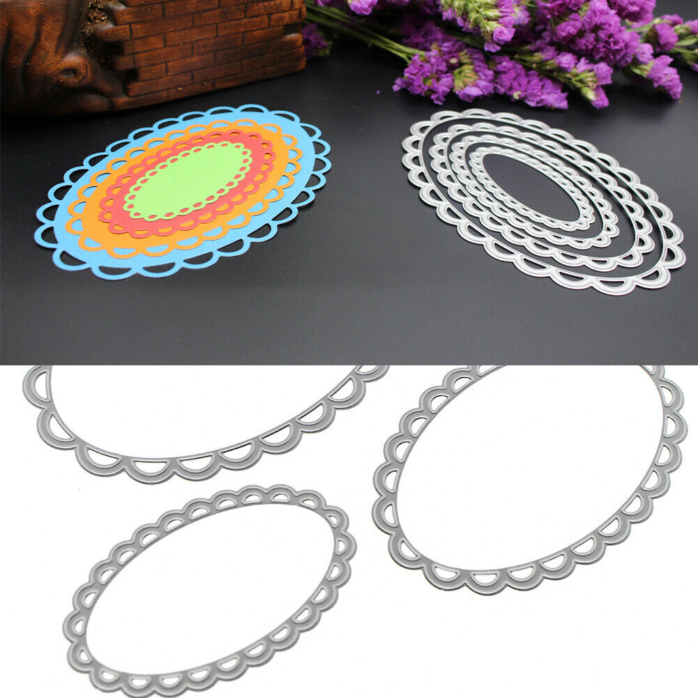 4PCS Oval Cutting Dies Stencil For DIY Scrapbooking Embossing Decor Craft @