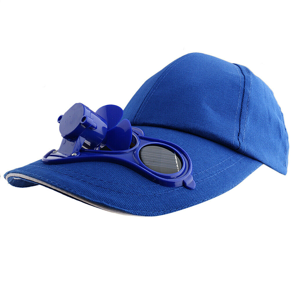 2 Pieces Blue & Red Summer Outdoor Sun Solar Powered Hat  Cooling Cool Air Fan