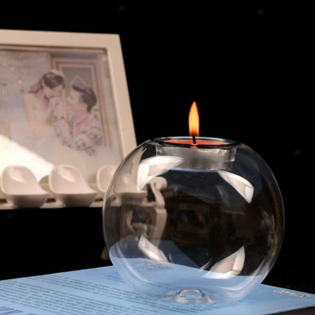 Glass Ball Voitive Tealight Candle Holder Candlestick for Candlelight Dinner 8cm