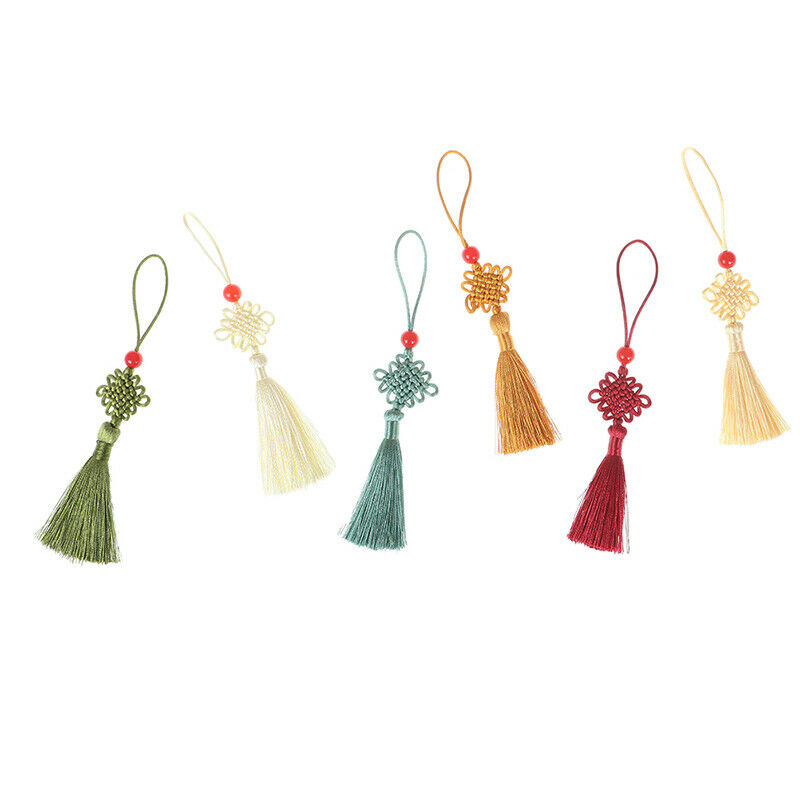5Pc Red Bead Mini Chinese Knot Tassel DIY Jewelry Accessories Home Decor .l8