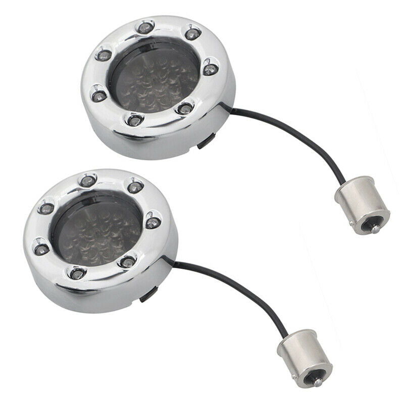 2pc Chrome Motorcycle Bike LED Turn Red Signal Lamp Tail Indicator Blinker Light