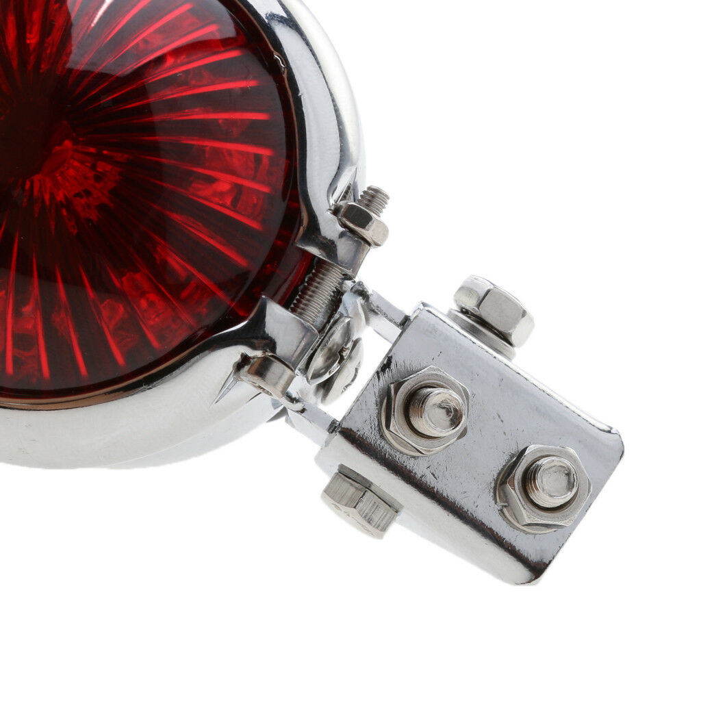Chrome Motorcycle LED Rear Stop Tail Light for Custom Streefighter - Red