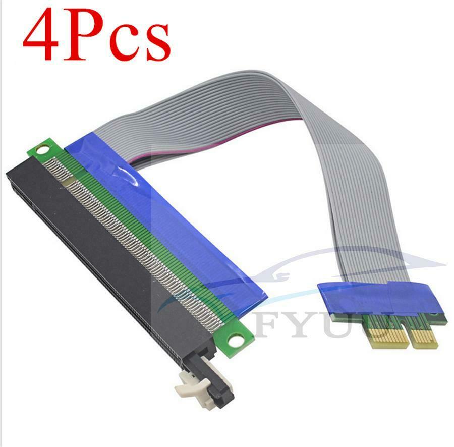 4pc PCI-Express  1X to 16X Riser Card Ribbon Extender Extension Relocate Cable